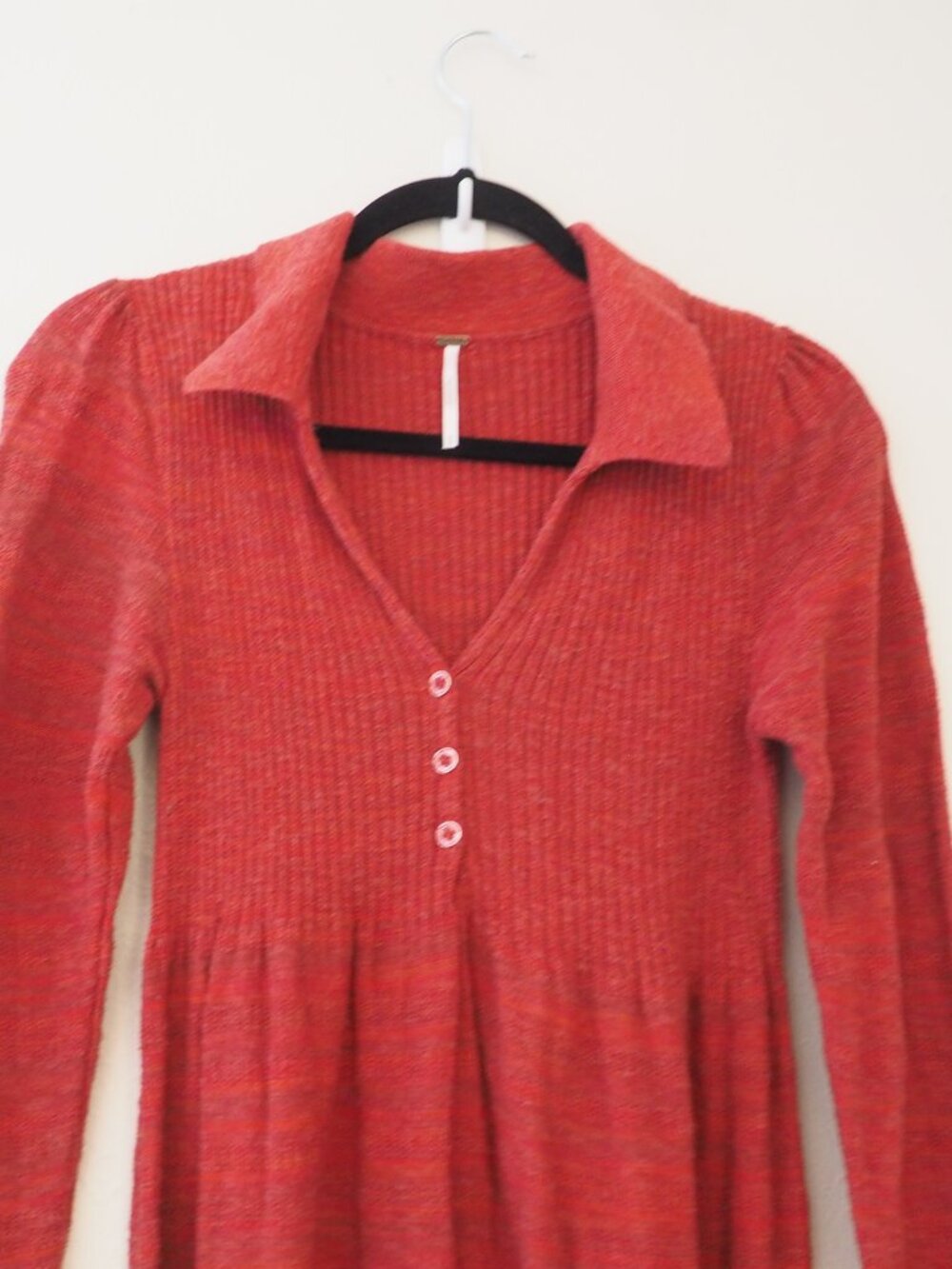 Free People Rain or Shine Knit Long Sleeve Collared Sweater Style Dress sz S - Picture 4 of 8